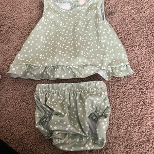 Green and White Polka Dot Diaper Cover Set